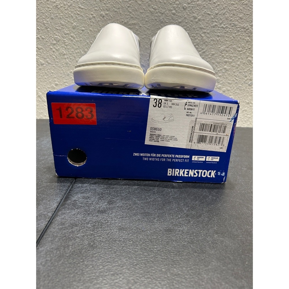 Birkenstock Oswego Leather White EU 38 US L7 M5‎ Womens Mens - Picture 11 of 12